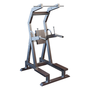 Outdoor combined exerciser van staal met rugleuning en vaste trainingsarmen