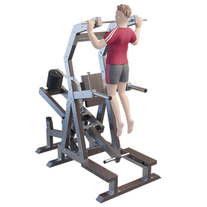 Outdoor assisted pull-up trainer met gebruiker tijdens pull-up oefening